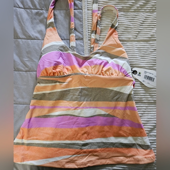 Prana Striped Tankini Top in Orange and Pink Multicolored Stripes Size XS NWT - Picture 3 of 6